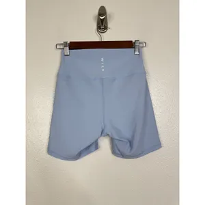 Wilo The Label Women Blue Ribbed High Waisted Biker Shorts Size M Athletic Gym thumbnail 2