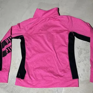 Victoria's Secret Pink and Black 1/4 Zip Pullover Reflective Jacket SZ Large EUC thumbnail 11