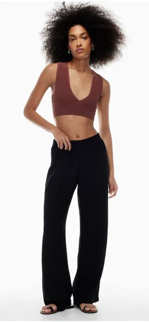 Aritzia Babaton Sculpt Knit Deep V Tank Size Large Maeve Pink Crop Ribbed thumbnail 1