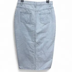 Le Lis Collection Light Wash Denim Midi Skirt with Front Slit - Size S thumbnail 9