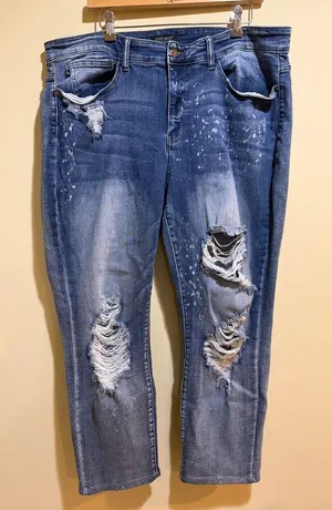 Women’s Judy Blue Boyfriend Fit Distressed Jeans thumbnail 1