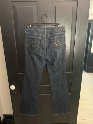 Ag Adriano Goldschmied Indigo Denim Jeans with Red Tag Trim thumbnail 3