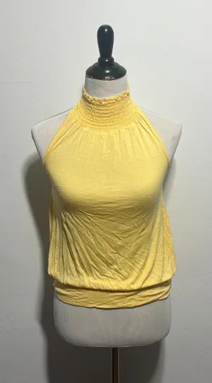 Y2K mock neck halter yellow top Size XS thumbnail 1