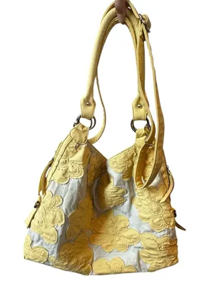Big Buddha Hobo Bag Slouchy Butter Yellow Floral Appliqué Y2K Boho Chic Casual thumbnail 1