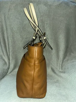 Michael Kors Bedford textured leather tote in acorn brown with contrasting pale thumbnail 3