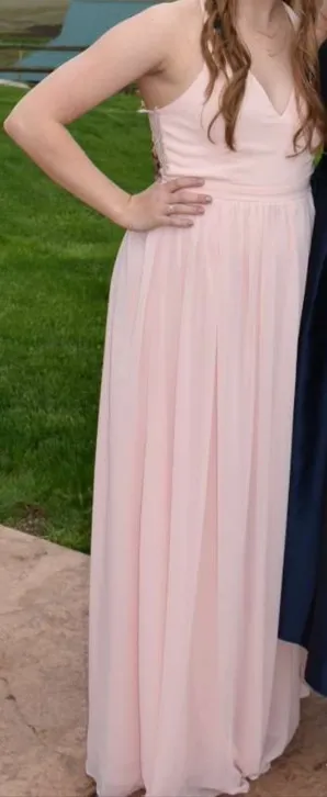 Lulus Pink long dress with a lace back thumbnail 1