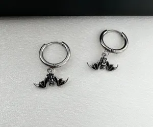 Bat Dangle Drop Earrings for Men Women,Streetwear Punk Hip Hop Unisex Style thumbnail 1