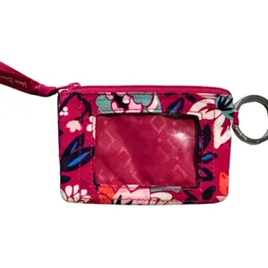 Vera Bradley Zip ID Case Bloom Berry Badge Holder Key Ring Wallet thumbnail 2