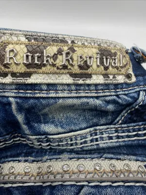 Rock Revival Rosalie Mid Rise Skinny Jeans Embellished Rhinestone Women 26 Denim thumbnail 4