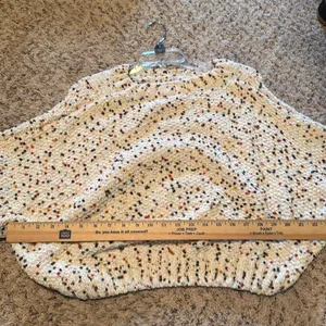 Ee:some Confetti‎ Cable Knit Sweater Womens S/M Ivory Chunky Colorful thumbnail 10