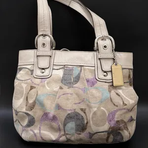 COACH 16591 Soho Linen Op Art Tote Multicolored Jacquard Canvas Shoulder Bag thumbnail 1