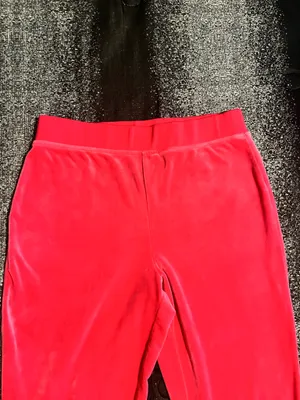 Womens M Y2K Juicy Couture Pink Velour Track Pants Rhinestone Big Bling thumbnail 4