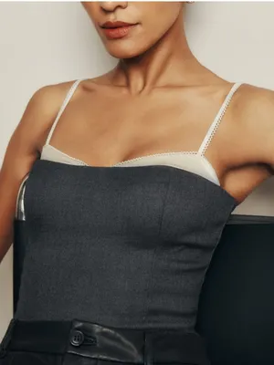 Reformation Melanie top in dark gray thumbnail 4