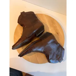 90s Nine West Brown Western Genuine Leather Point Toe Boot Size 7.5 Brazil Made thumbnail 5