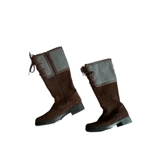 Clarks Merrian Anya Brown Suede Grey Wool Tall Lace Up Zip Boots Womens 7 M thumbnail 2