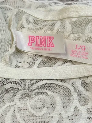 Cami Camisole Fairy Core Coquette PINK Victoria's Secret Lace Bralette Ivory L thumbnail 5