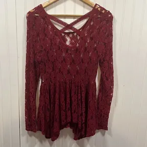 BKE sheer lace long sleeve tunic thumbnail 4