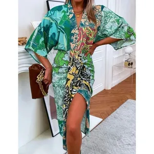 ✨Classy Floral & Paisley Print V Neck Batwing Sleeve Dress✨ thumbnail 2