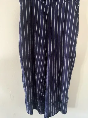 Old Navy Blue White Striped Wide Leg Jumpsuit Medium Coastal Nautical Beach thumbnail 3