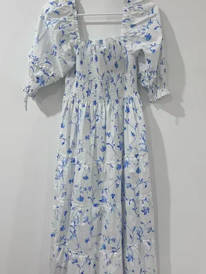 Hill House Home The Nesli Nap Dress Blue Botanical Size S thumbnail 4