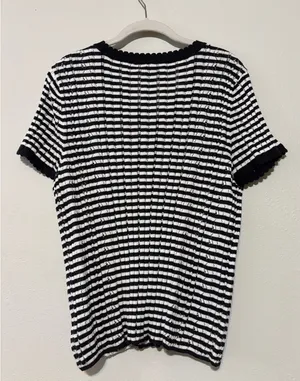 American Eagle Henley Pointelle Sweater T-Shirt thumbnail 7