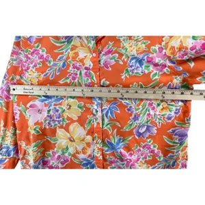 Lauren Ralph Lauren Shirt Womens L Orange Floral Cotton Button Front 3/4 Sleeve thumbnail 7