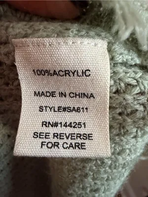 Moon & Madison Waffle Knit Crop Sweater Sage Green Distressed Hem Size M thumbnail 10