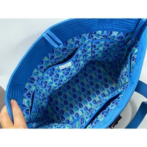 Vera Bradley Quilted Fabric Blue Large Tote thumbnail 6