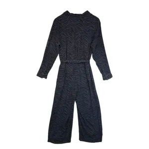 Rails Callan Charcoal Tiger Striped Belted Jumpsuit Wide Leg‎ Cropped Chic L thumbnail 7