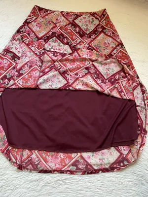 Y2K boho Luna Floral pink and red Patchwork midi skirt thumbnail 5