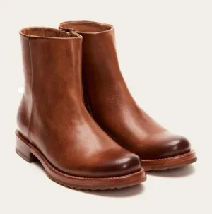 FRYE Veronica Leather Zip Booties in Bronze Size US 6 thumbnail 1