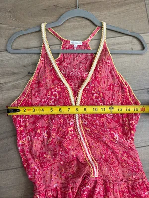 Poupette St. Barth Pink Yellow Betty Floral Sleeveless Tiered Ruffle Mini Dress thumbnail 7