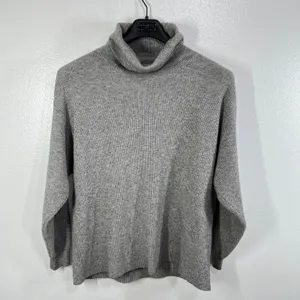 Free People Women's Medium Gray Ribbed Turtleneck Sweater Slouchy Cozy‎ Knit thumbnail 2