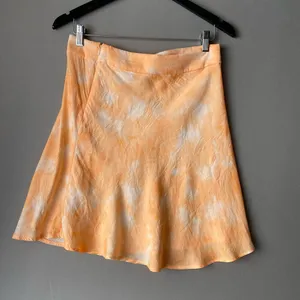 Free People sz 10 orange white mini flareBoho hippie skirt‎ thumbnail 7
