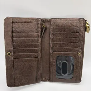 The Sak‎ Womens Wallet Bronze Leather Brass Hardware Reptile Print Trim Bi-Fold thumbnail 3