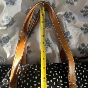 Fossil Large Waxed Leather‎ Shoulder Tote Zip Top Black Speckeled Bag thumbnail 5