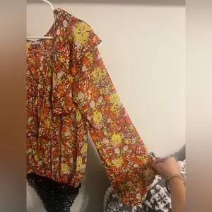 Final price Free People Floral Chiffon Top Say it to Me Bodysuit thumbnail 5
