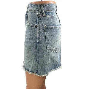 Agolde Women's Blue High Waisted Raw Hem Cut Off Mini Denim Jean Skirt Size S thumbnail 2