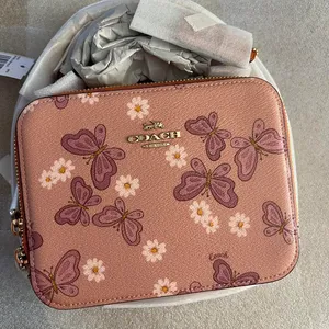 Coach Goldshell Pink Multi Box Crossbody Handbag With Butterflies thumbnail 5