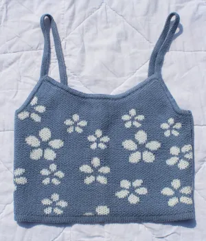 Aeropostale Floral Cropped Knit Sweater Cami Top Daisy Print Small thumbnail 1