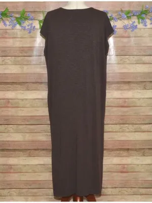 J.Jill Womens L Chocolate Brown V Neck Column Maxi Dress Pockets Rayon Stretch thumbnail 7