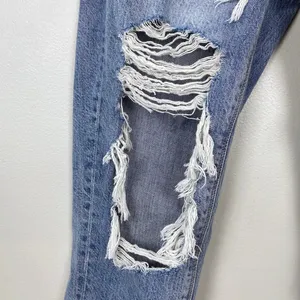 American Eagle‎ Highest Rise Mom Jeans Destroyed Light Wash Slim Leg Size 00 thumbnail 4