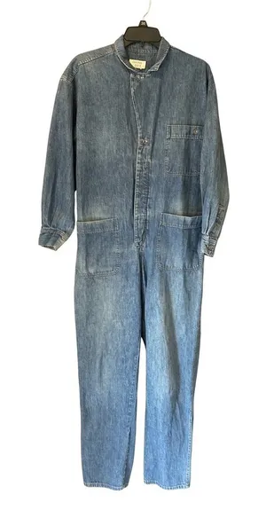 VTG 80s 90s Calvin Klein Sport Denim Jumpsuit Boiler Suit Womens Large Unisex M thumbnail 1