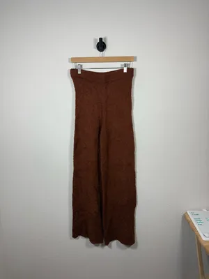 Reformation Isle Wide Leg Knit Pants Brown Organic Cotton Pull On Size M thumbnail 4