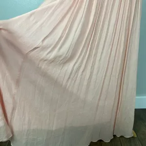 J Crew Formal Gown Maxi Dress Womens 14 Pink Silk Chiffon‎ Pleated V-Neck Heidi thumbnail 4