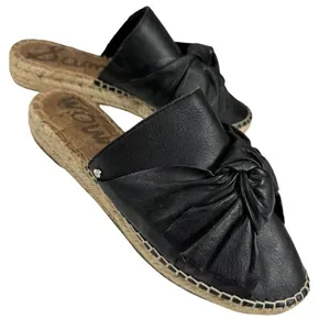 Sam Edelman Lynda Black Leather Espadrille Mules thumbnail 1