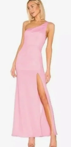 NBD pink one shoulder formal maxi dress thumbnail 1