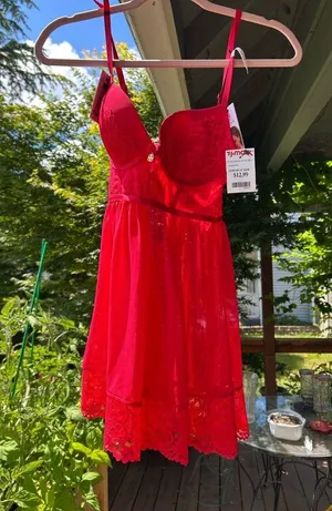 Daisy Fuentes NWT Red Négligéé Set thumbnail 1