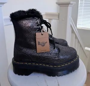 Dr. Martens Jadon Glitter Faux Fur Lined Platform Boots thumbnail 1