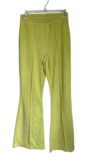 Aerie Yellow Velvet Flare Lounge‎ Pants Y2K Retro Wide Leg Sz S thumbnail 1